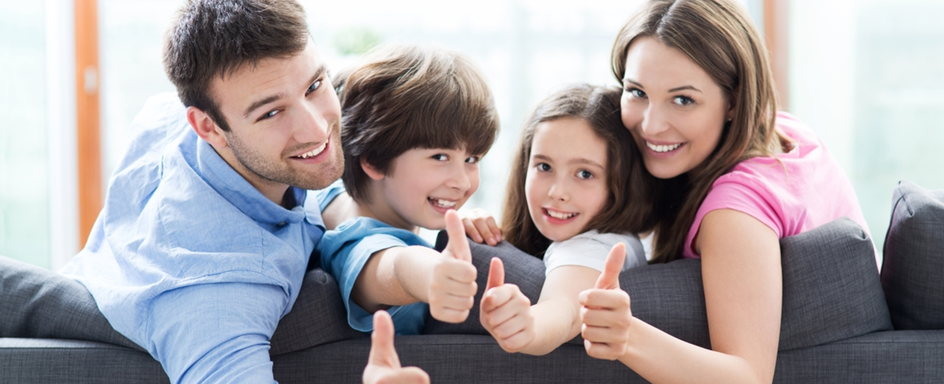 Happy family in living room